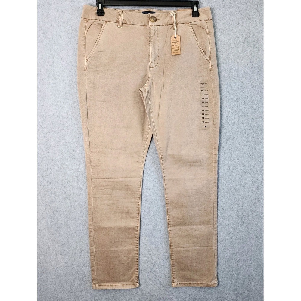 NWT American Eagle Khaki Skinny Low Rise Stretch Chino Pants Womens Size 14 Reg